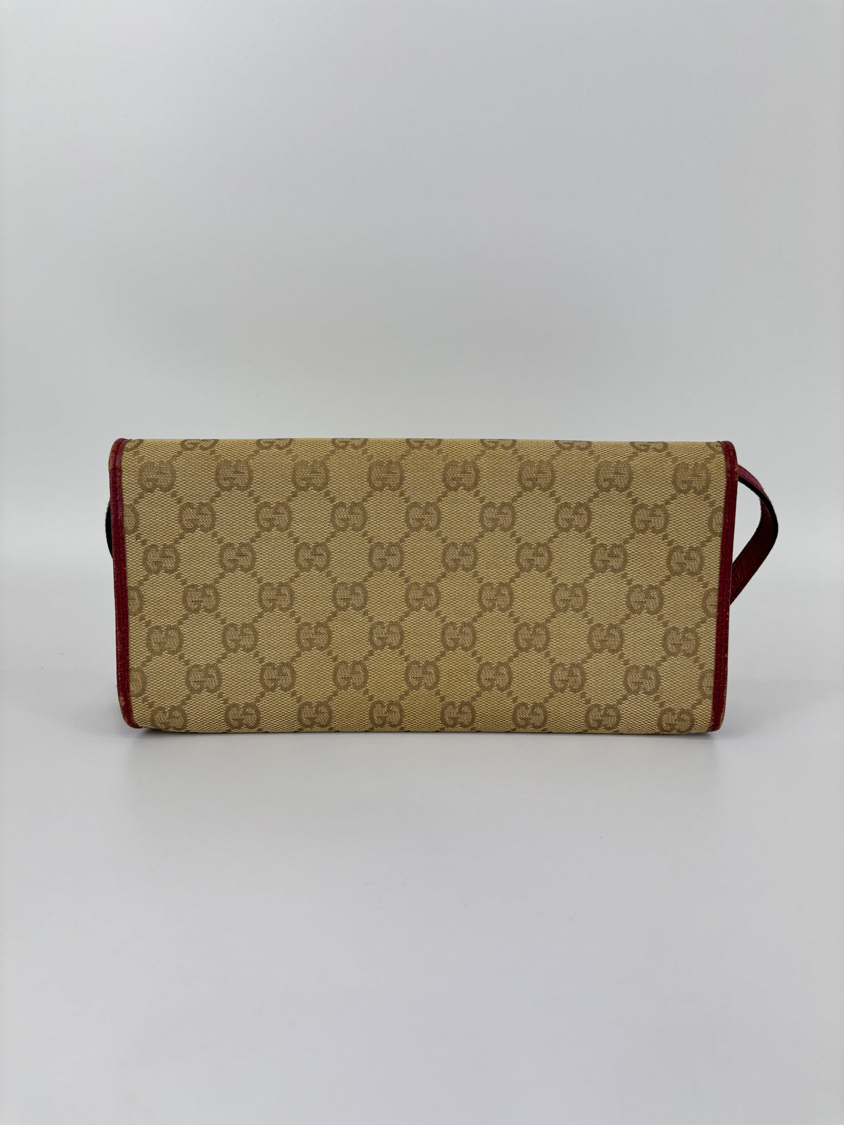 Vintage Bamboo Clutch Bag in Beige / Red GG Fabric
