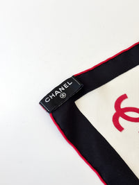 Coco Mark Scarf Silk in Black / White / Red
