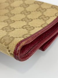 Vintage Bamboo Clutch Bag in Beige / Red GG Fabric