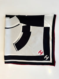 Coco Mark Scarf Silk in Black / White / Red