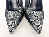 Suede Foil Print Pumps in Black / Silver Size 40.5