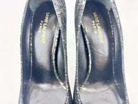 Suede Foil Print Pumps in Black / Silver Size 40.5