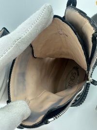 Crinkled Black Patent Leather Ankle Boots Size 37