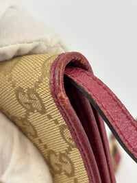 Vintage Bamboo Clutch Bag in Beige / Red GG Fabric