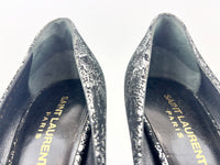 Suede Foil Print Pumps in Black / Silver Size 40.5