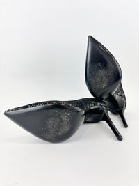 Suede Foil Print Pumps in Black / Silver Size 40.5