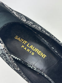 Suede Foil Print Pumps in Black / Silver Size 40.5