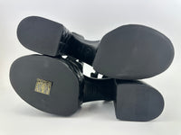 Black Quilted Lambskin Leather Platform Chunky Heels Size 37