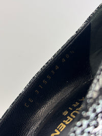 Suede Foil Print Pumps in Black / Silver Size 40.5