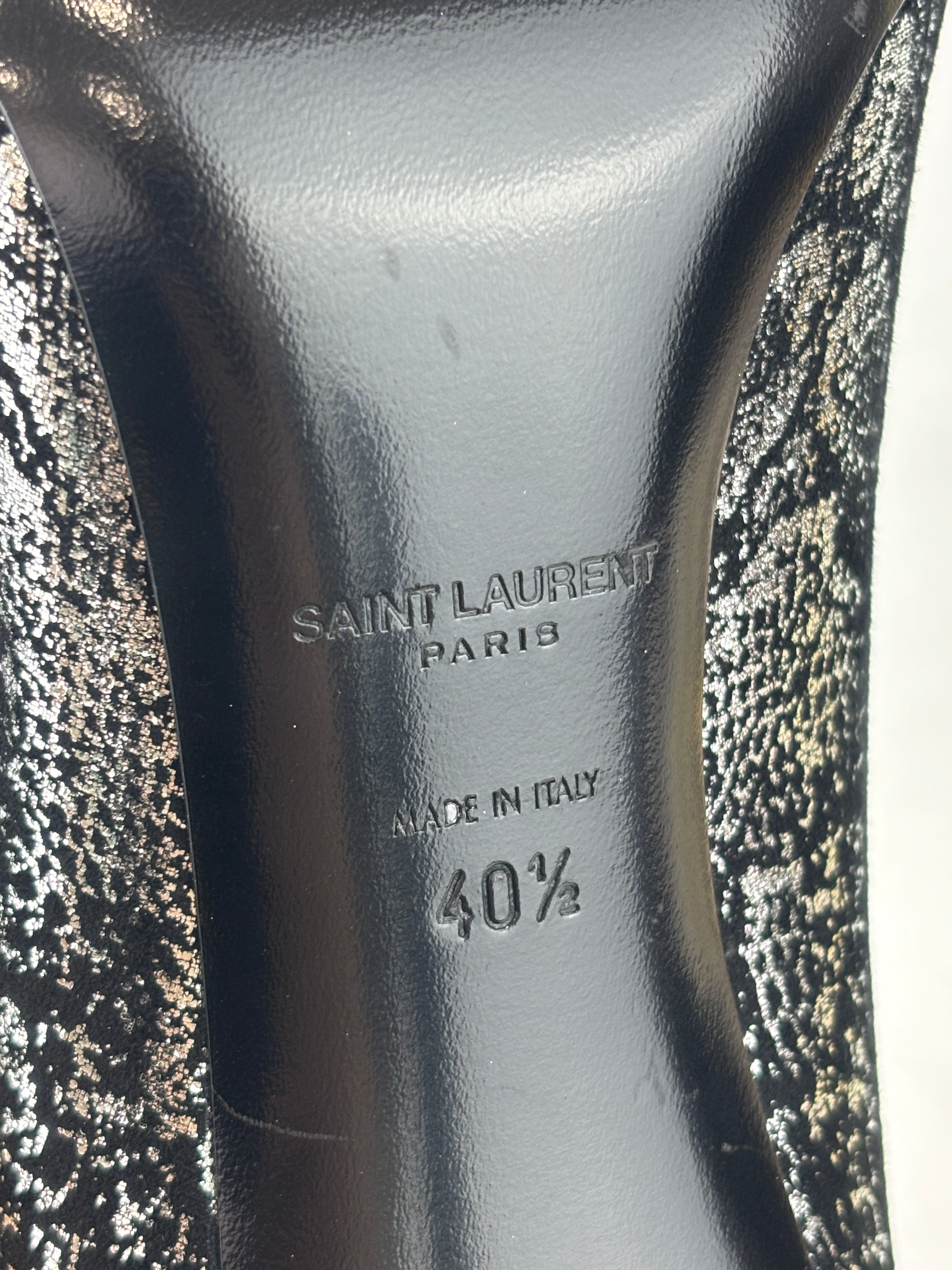 Suede Foil Print Pumps in Black / Silver Size 40.5