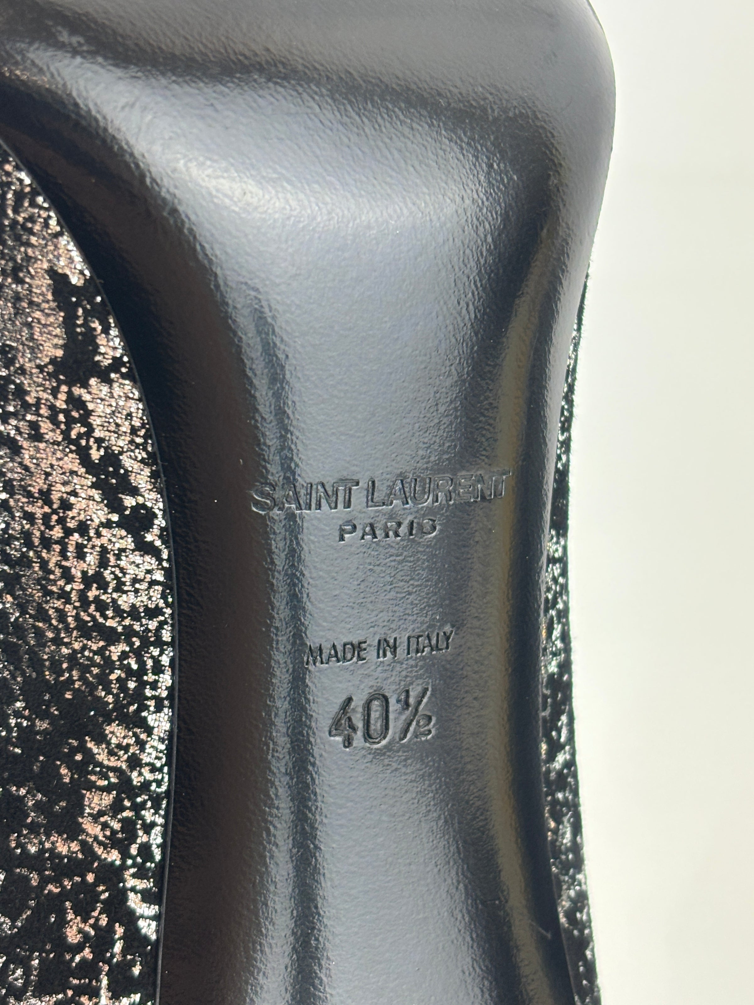 Suede Foil Print Pumps in Black / Silver Size 40.5