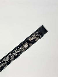 Suede Foil Print Pumps in Black / Silver Size 40.5