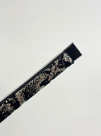 Suede Foil Print Pumps in Black / Silver Size 40.5