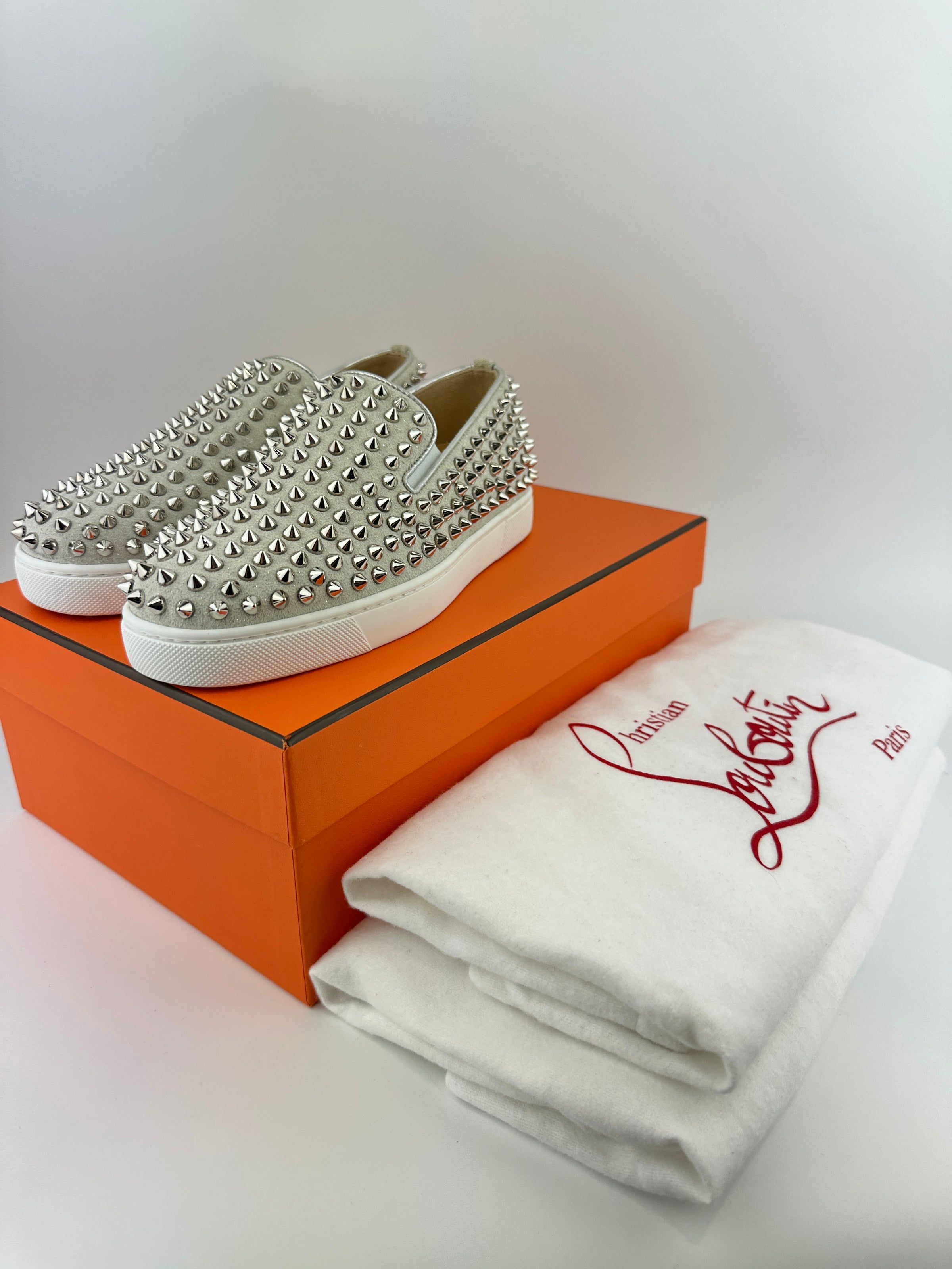 Roller Boat Grey Glitter Suede Sneakers Size 35.5