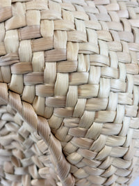 Large Leather Trimmed Raffia Ella Straw Basket Tote