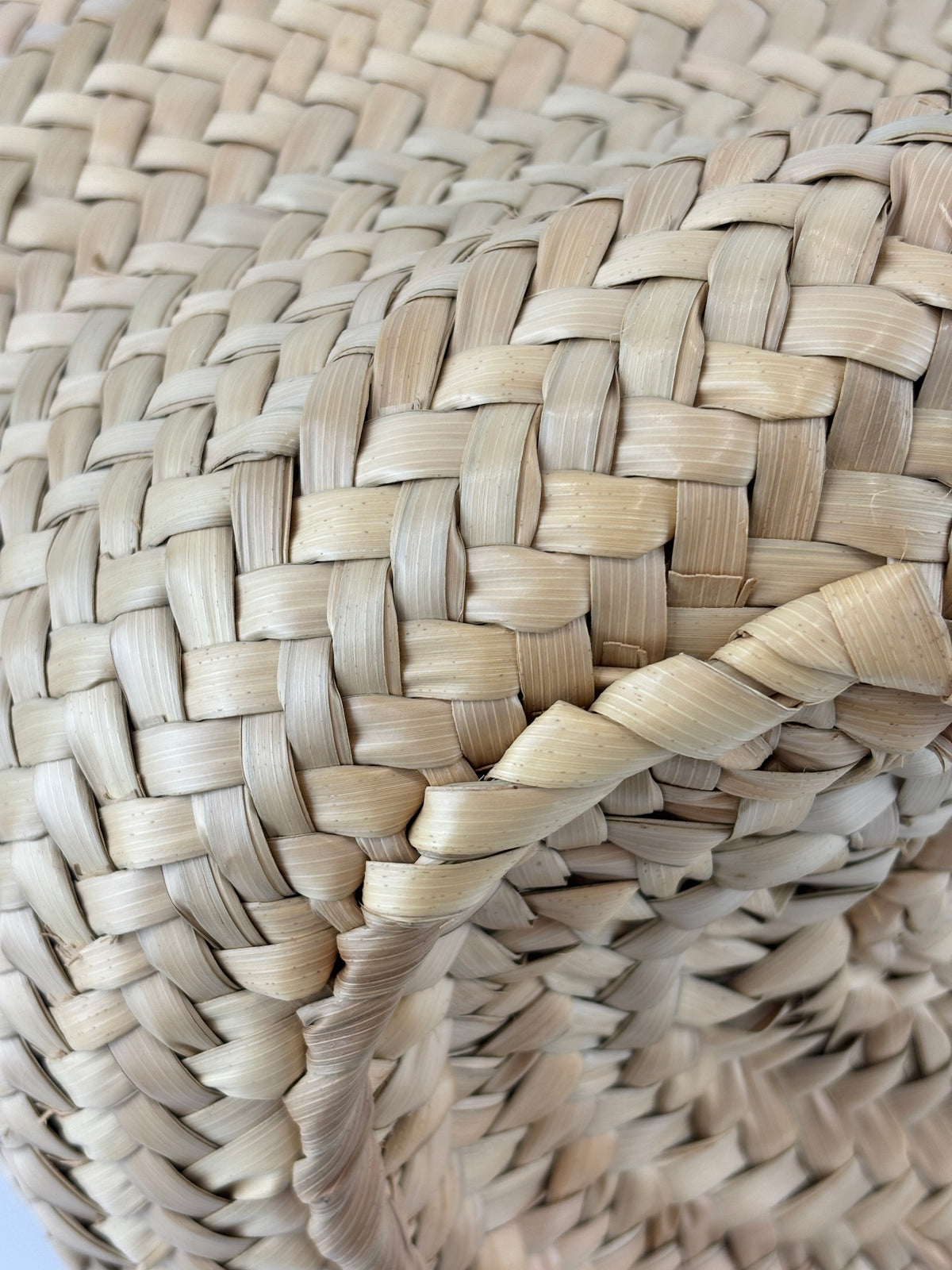 Large Leather Trimmed Raffia Ella Straw Basket Tote
