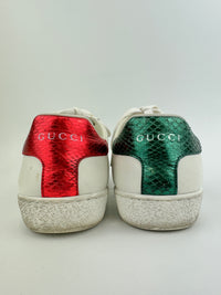 431919 Ace White Leather Embroidered Sequin Sneakers Size 36