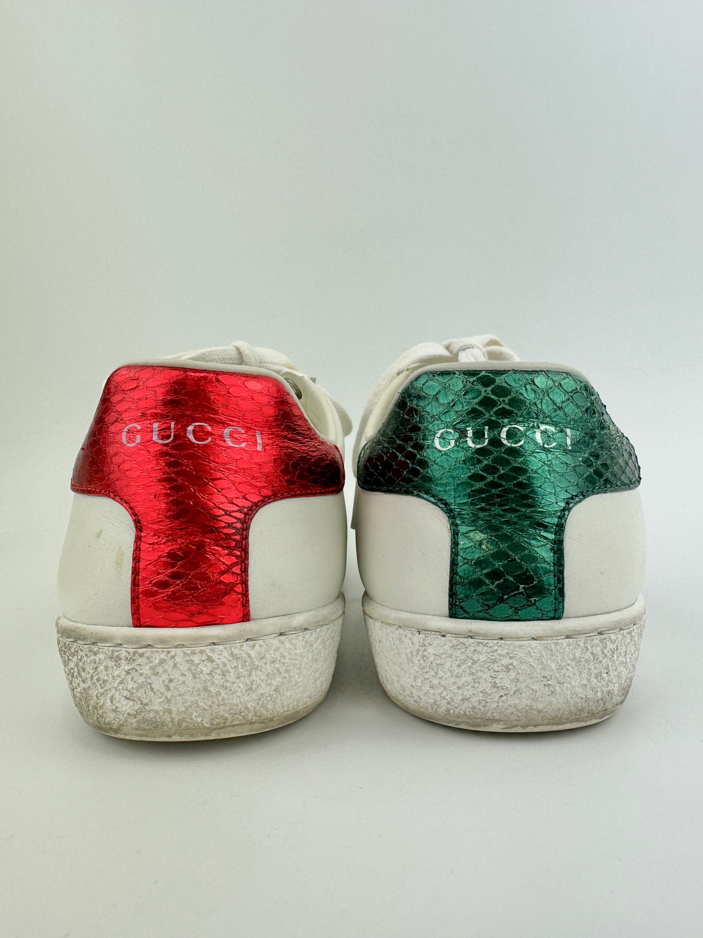 431919 Ace White Leather Embroidered Sequin Sneakers Size 36