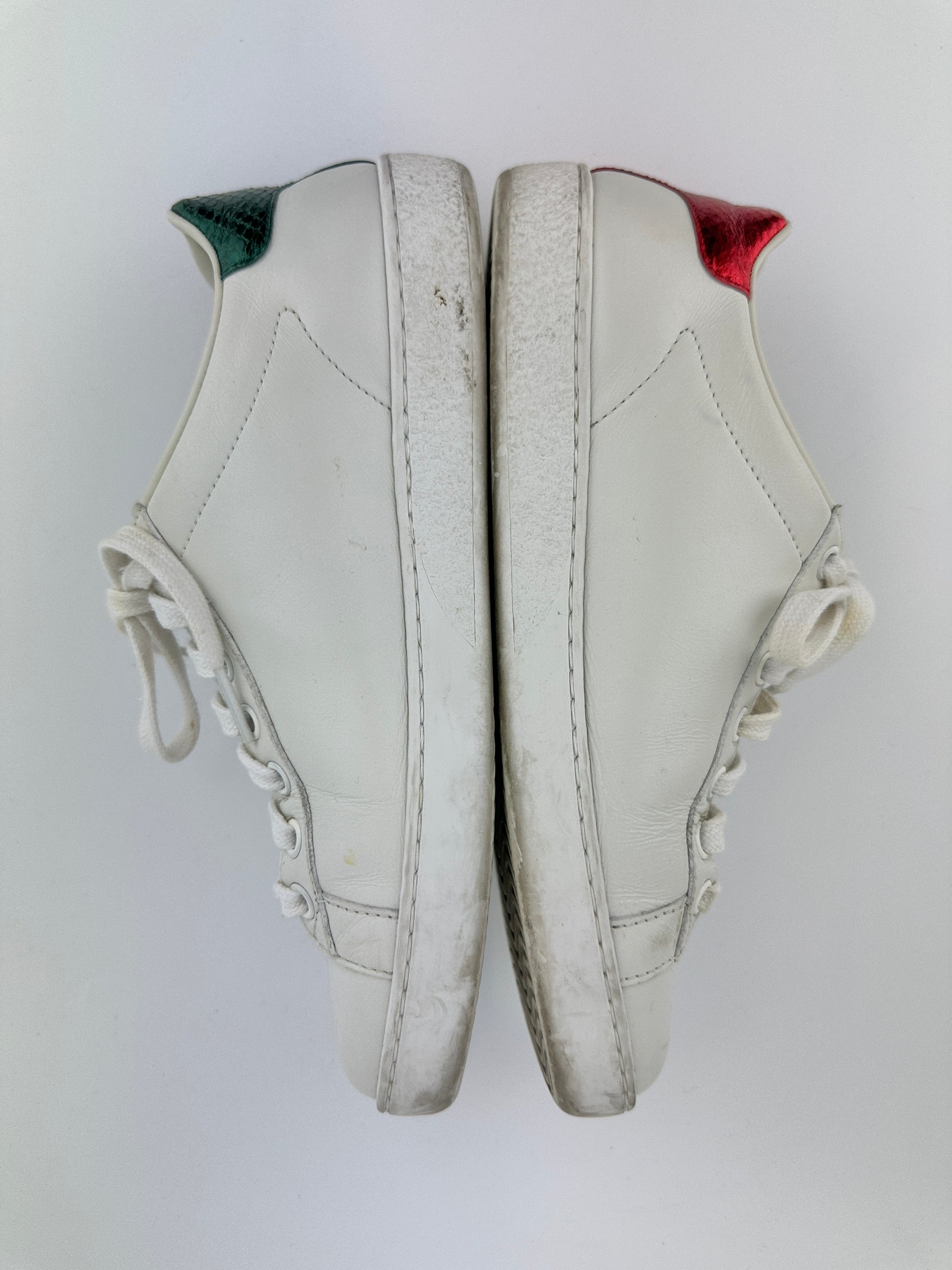 431919 Ace White Leather Embroidered Sequin Sneakers Size 36