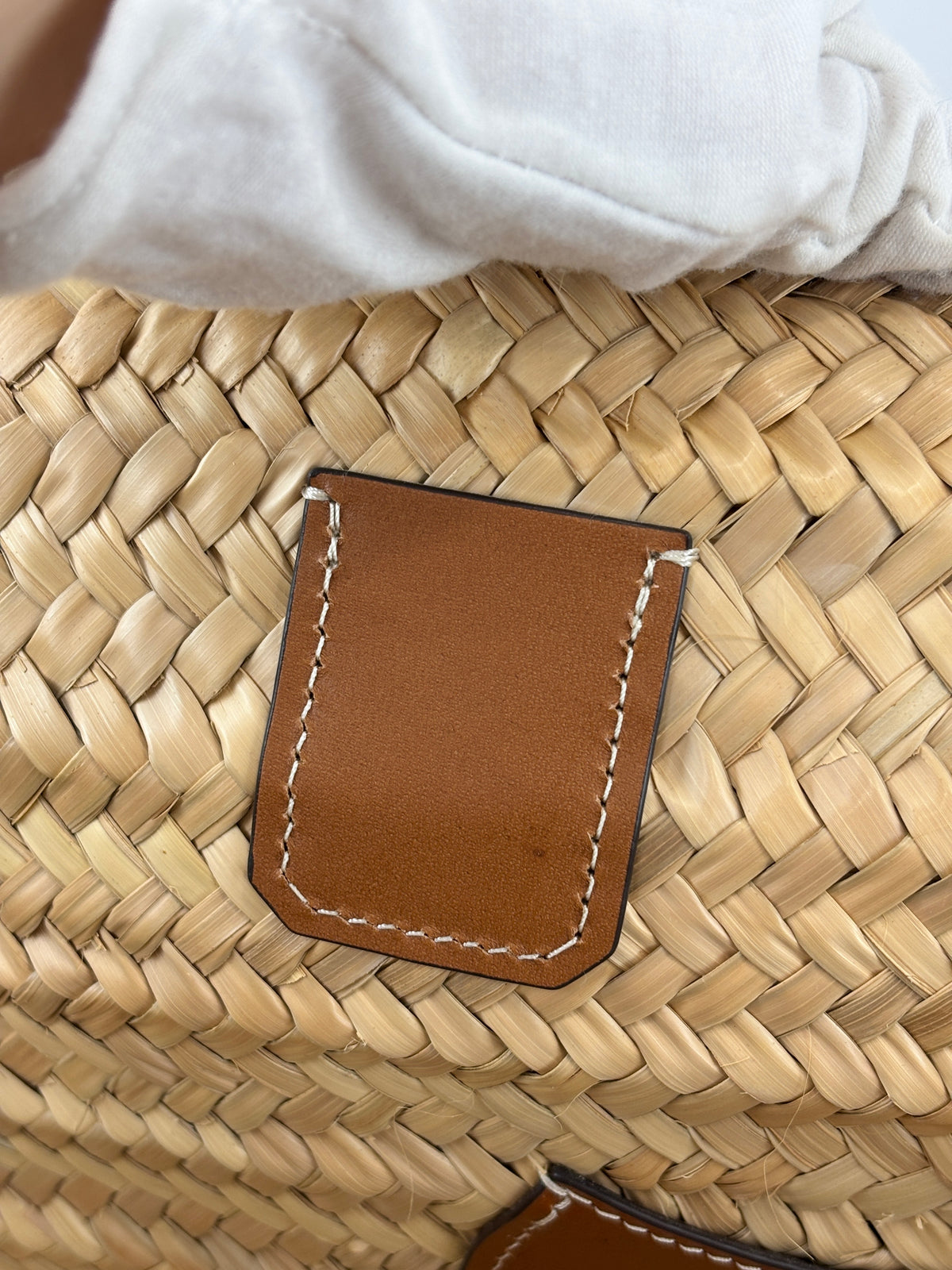 Large Leather Trimmed Raffia Ella Straw Basket Tote