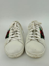 431919 Ace White Leather Embroidered Sequin Sneakers Size 36