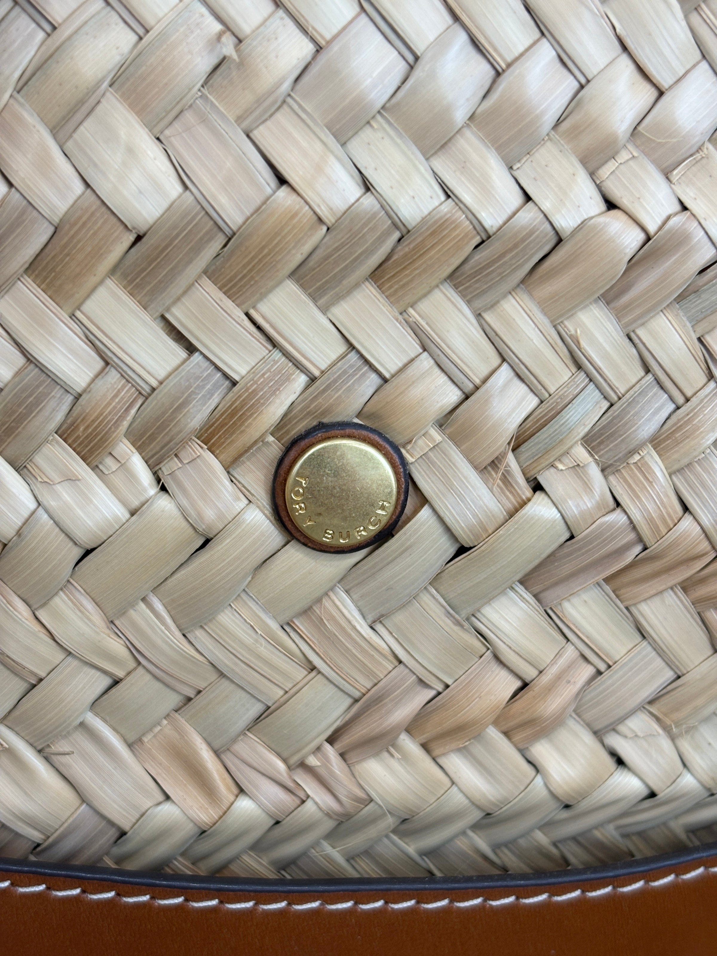 Large Leather Trimmed Raffia Ella Straw Basket Tote