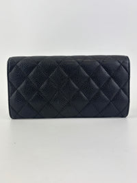 A50096 Flap Wallet Black Caviar Leather GHW