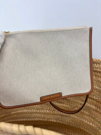 Large Leather Trimmed Raffia Ella Straw Basket Tote