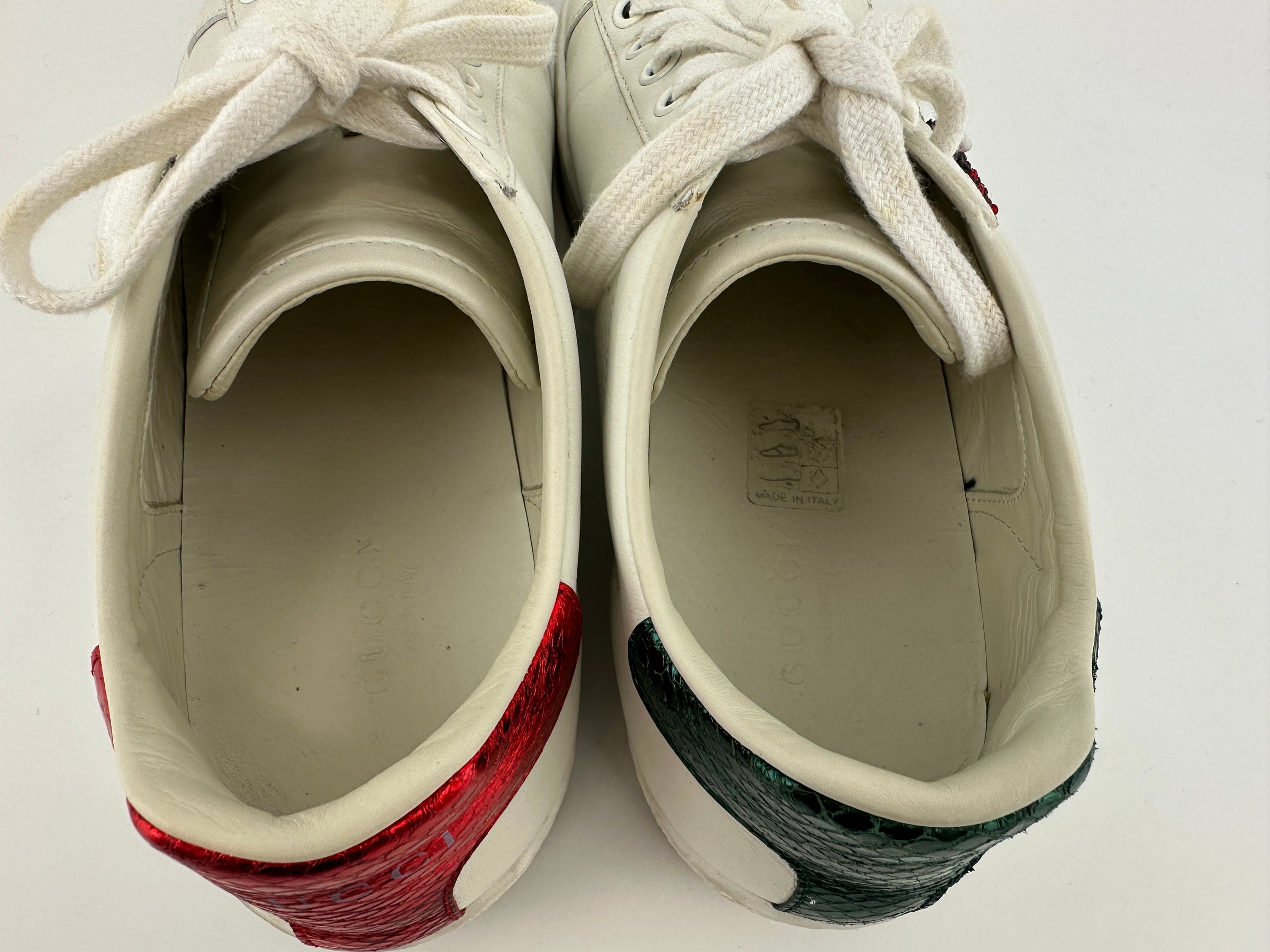 431919 Ace White Leather Embroidered Sequin Sneakers Size 36