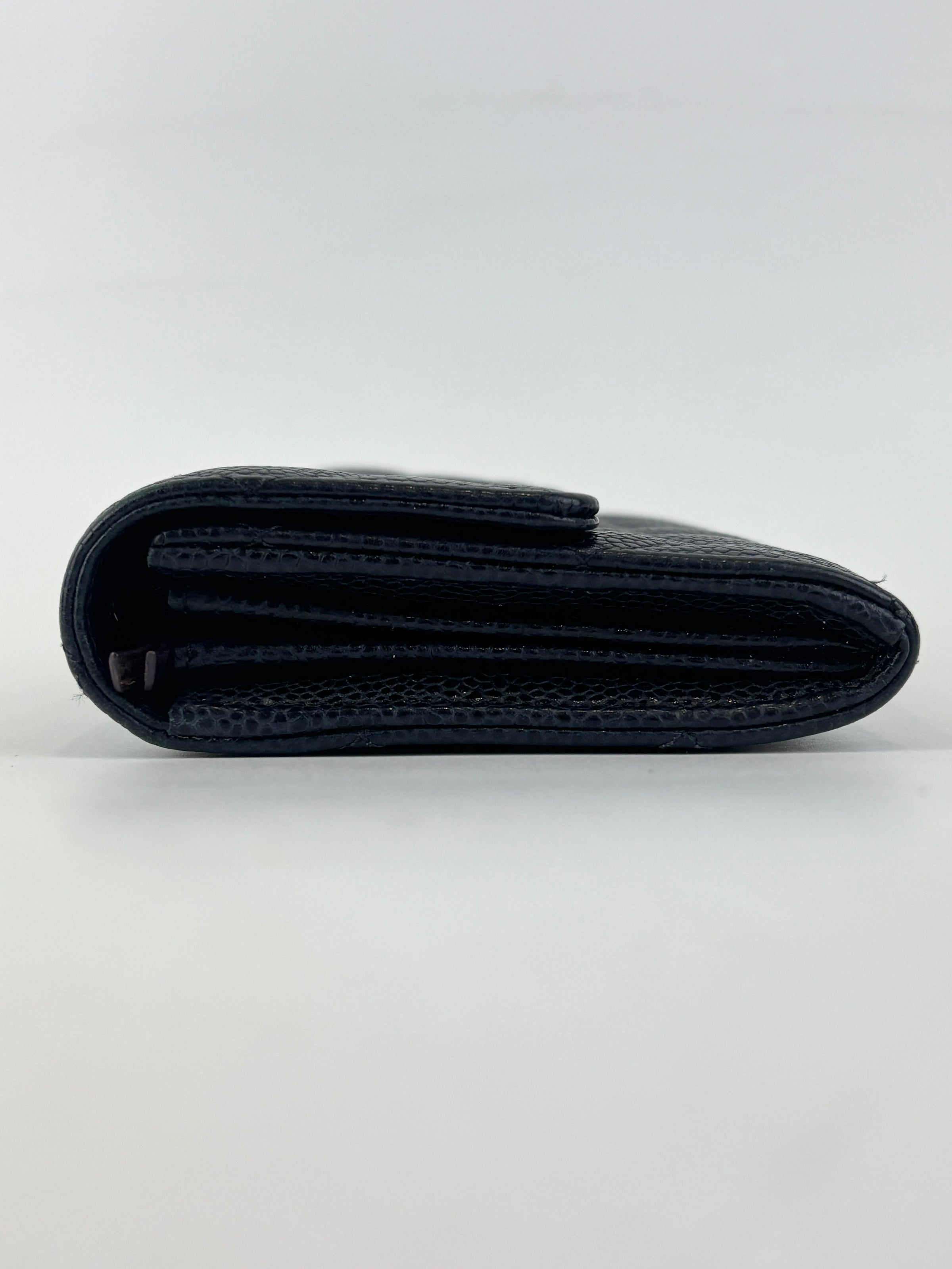 A50096 Flap Wallet Black Caviar Leather GHW