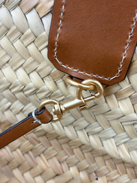 Large Leather Trimmed Raffia Ella Straw Basket Tote