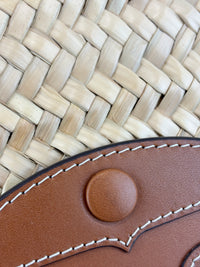 Large Leather Trimmed Raffia Ella Straw Basket Tote