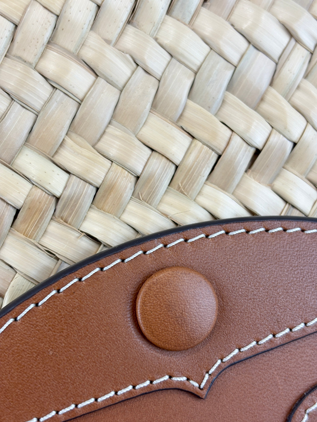 Large Leather Trimmed Raffia Ella Straw Basket Tote