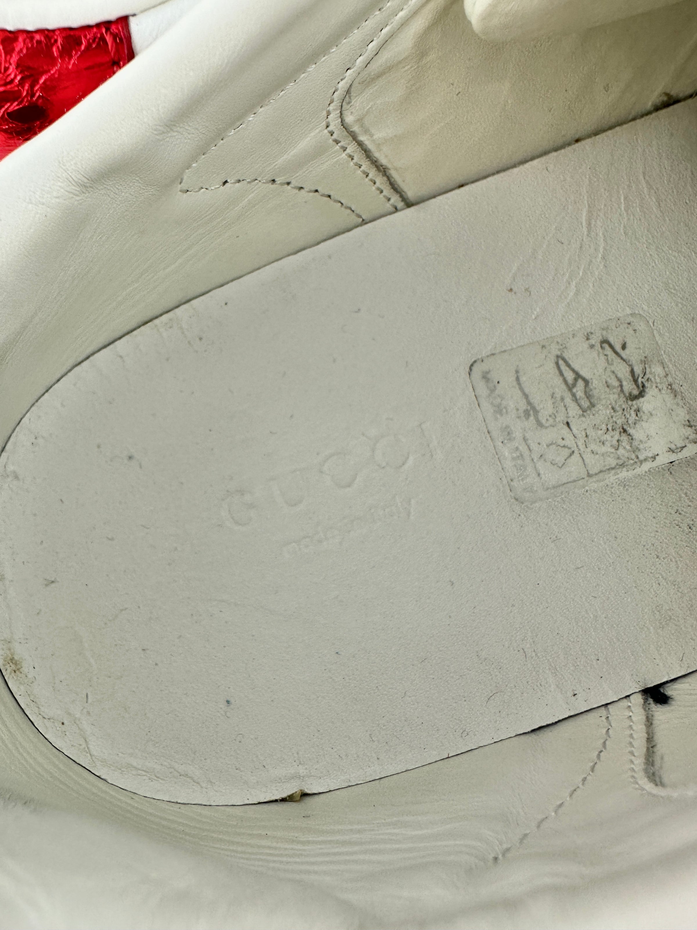 431919 Ace White Leather Embroidered Sequin Sneakers Size 36