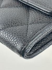 A50096 Flap Wallet Black Caviar Leather GHW