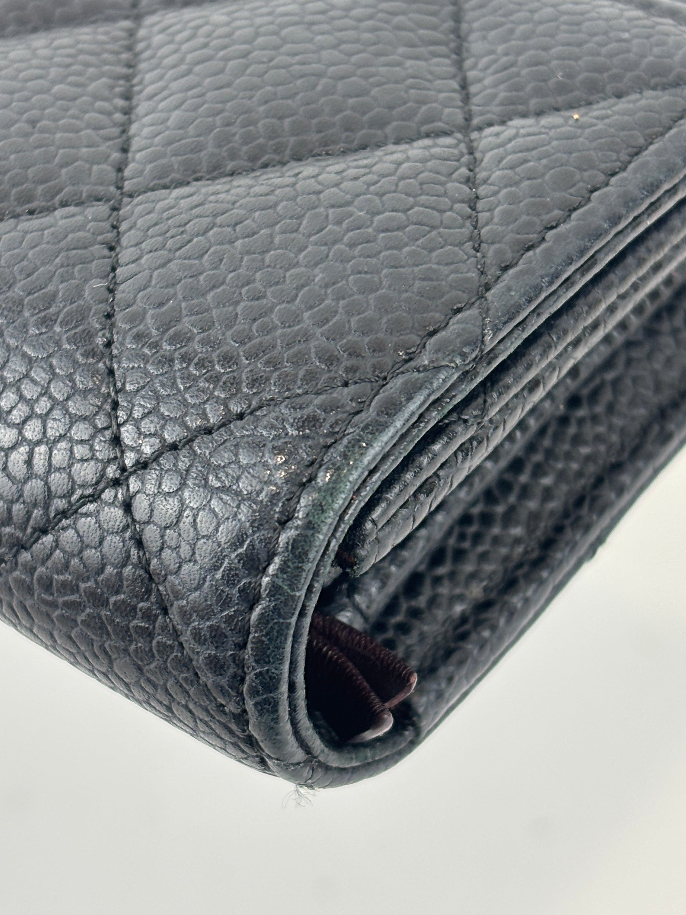 A50096 Flap Wallet Black Caviar Leather GHW