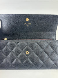 A50096 Flap Wallet Black Caviar Leather GHW