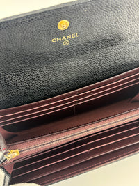 A50096 Flap Wallet Black Caviar Leather GHW