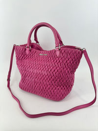 RN0896 Matelasse Nappa Crystal Leather Satchel Fuchsia