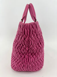 RN0896 Matelasse Nappa Crystal Leather Satchel Fuchsia