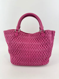 RN0896 Matelasse Nappa Crystal Leather Satchel Fuchsia