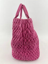 RN0896 Matelasse Nappa Crystal Leather Satchel Fuchsia
