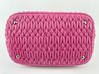 RN0896 Matelasse Nappa Crystal Leather Satchel Fuchsia