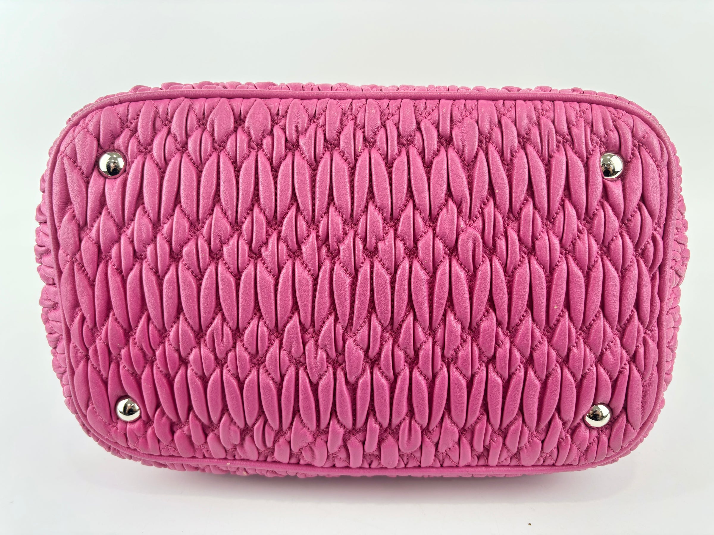 RN0896 Matelasse Nappa Crystal Leather Satchel Fuchsia