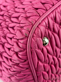 RN0896 Matelasse Nappa Crystal Leather Satchel Fuchsia