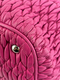 RN0896 Matelasse Nappa Crystal Leather Satchel Fuchsia