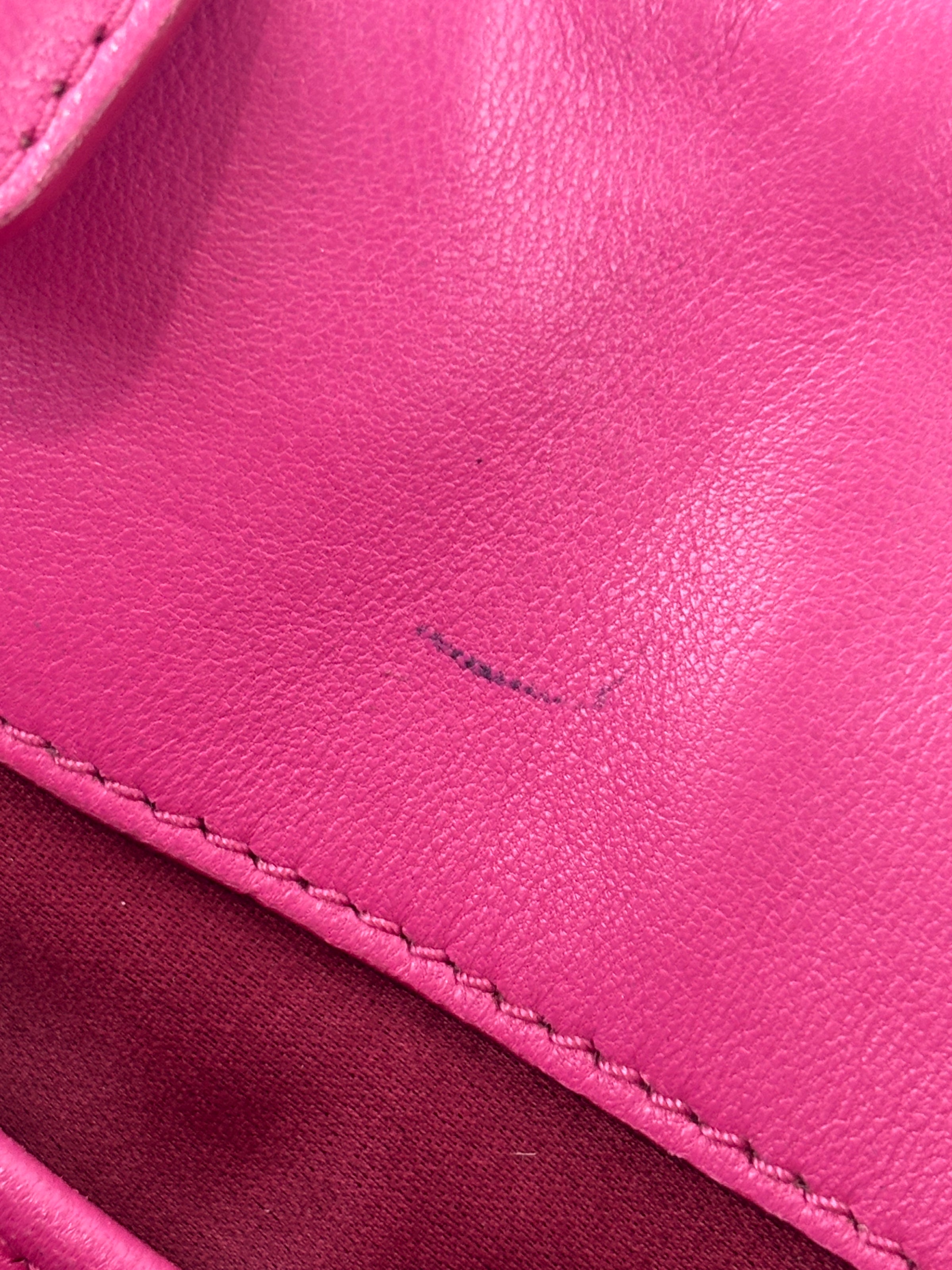 RN0896 Matelasse Nappa Crystal Leather Satchel Fuchsia