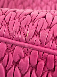 RN0896 Matelasse Nappa Crystal Leather Satchel Fuchsia