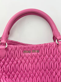 RN0896 Matelasse Nappa Crystal Leather Satchel Fuchsia