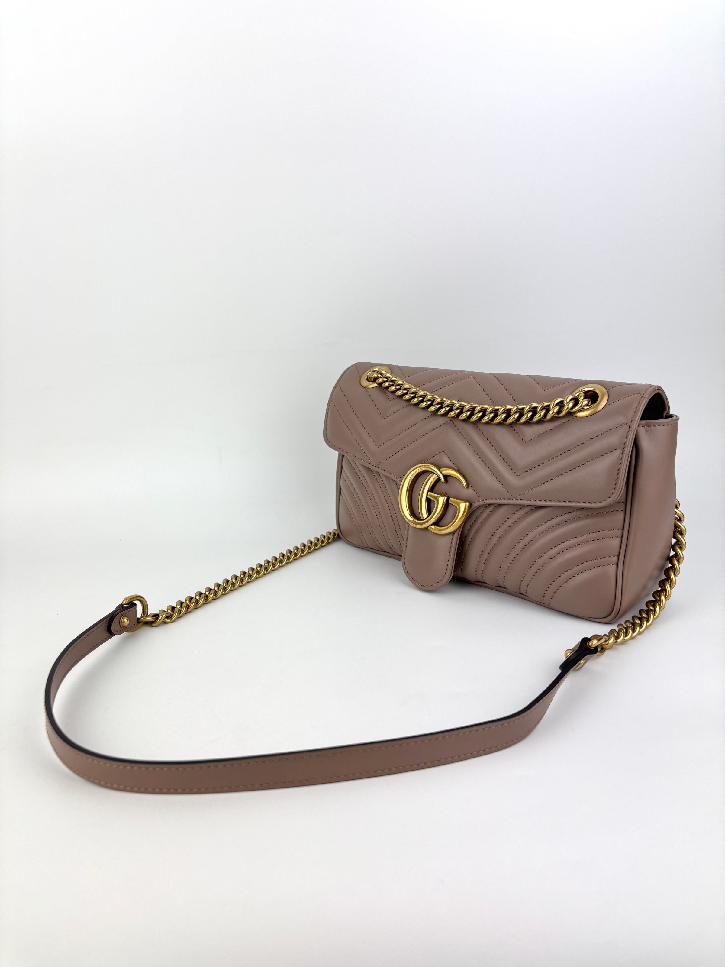 443497 GG Marmont Medium Shoulder Bag Taupe